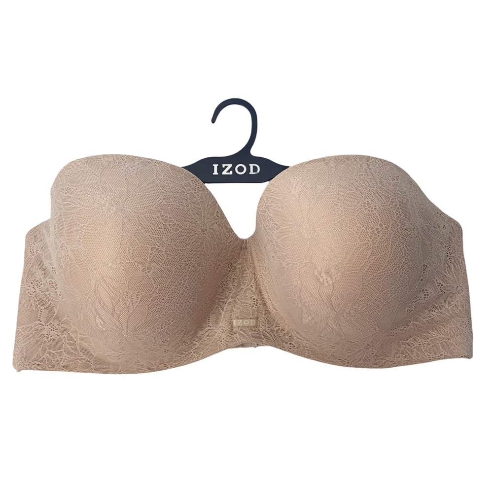 IZOD strapless full size bra 42 DD nude NWOT